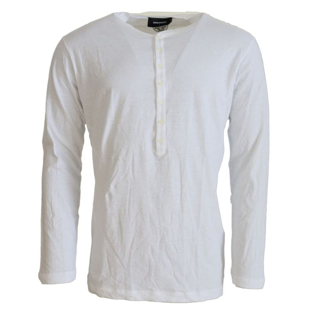 Dsquared² White Cotton Linen Long Sleeves Pullover Men's Sweater